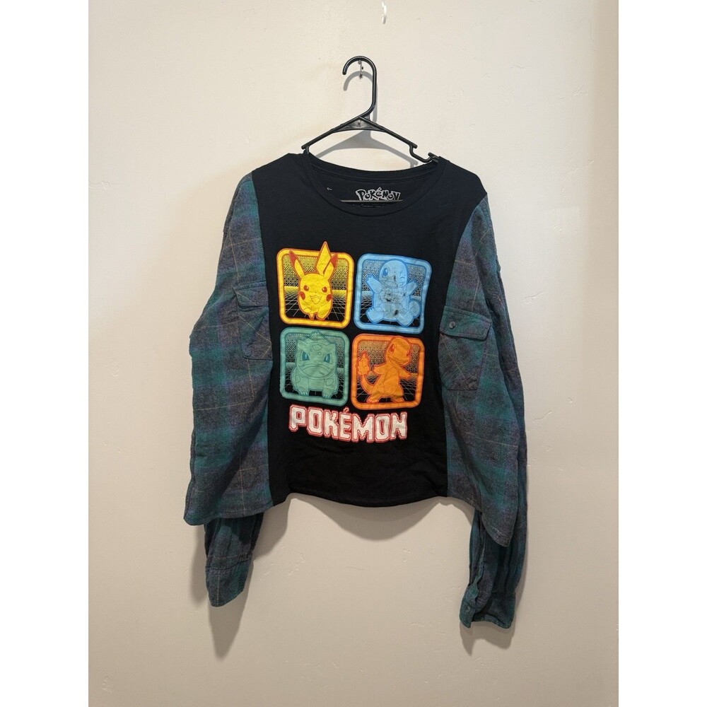 Reworked Upcycle Grunge Oversize Pokemon Top L/XL